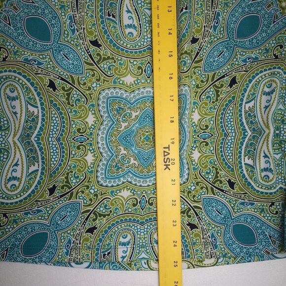 Jones New York Signature Ladies Size Large Green Teal White & Black Pattern Top - Picture 9 of 9
